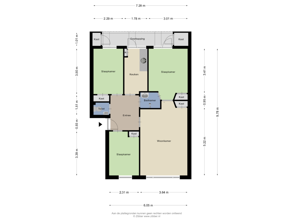 View floorplan of Appartement of Carel Vosmaerstraat 100