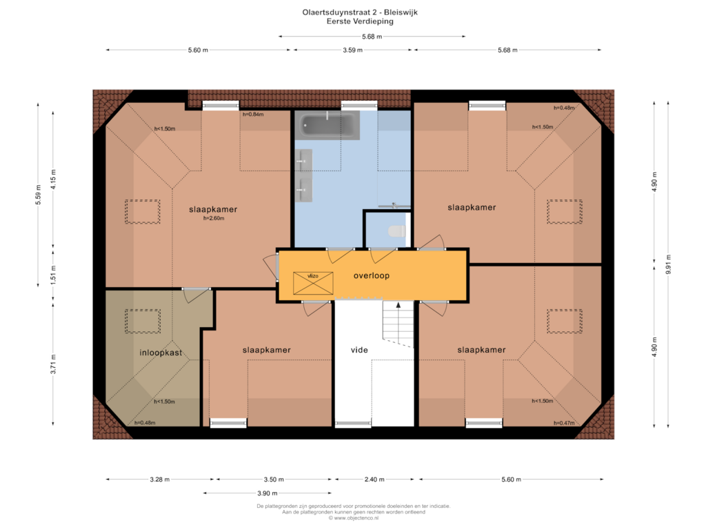 View floorplan of Eerste Verdieping of Olaertsduynstraat 2