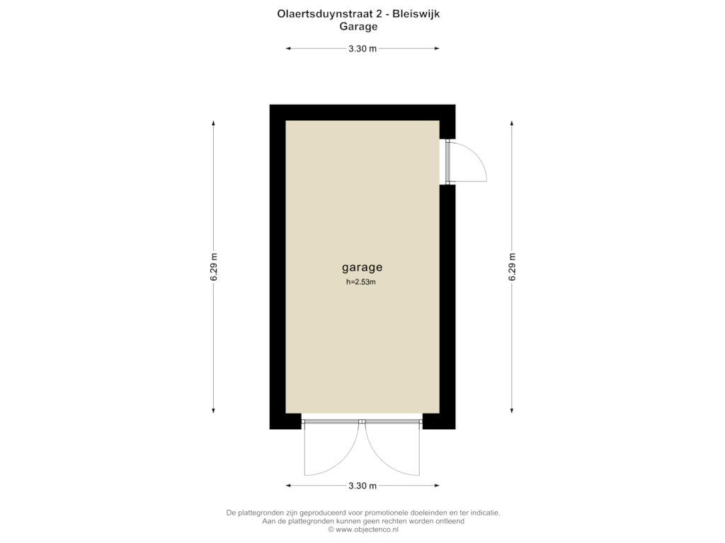 View floorplan of Garage of Olaertsduynstraat 2