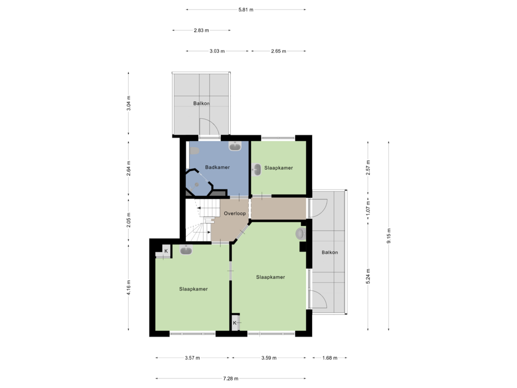 Bekijk plattegrond van Eerste Verdieping van Haerstraat 2