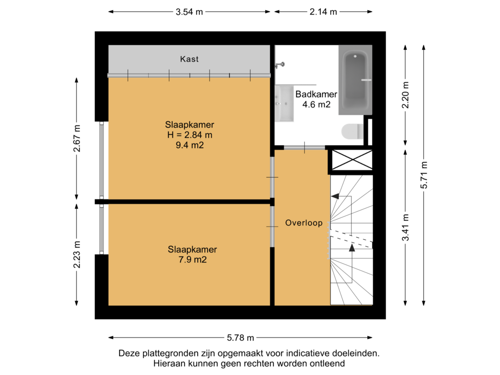 View floorplan of 2e Verdieping of Goudslagersgaarde 13