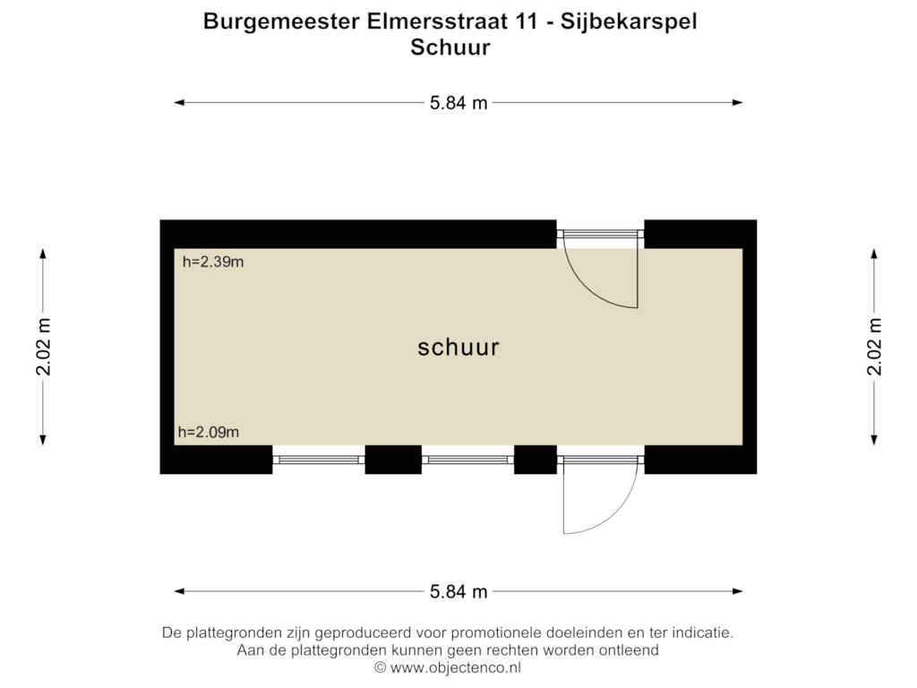 Bekijk plattegrond van SCHUUR van Burgemeester Elmersstraat 11