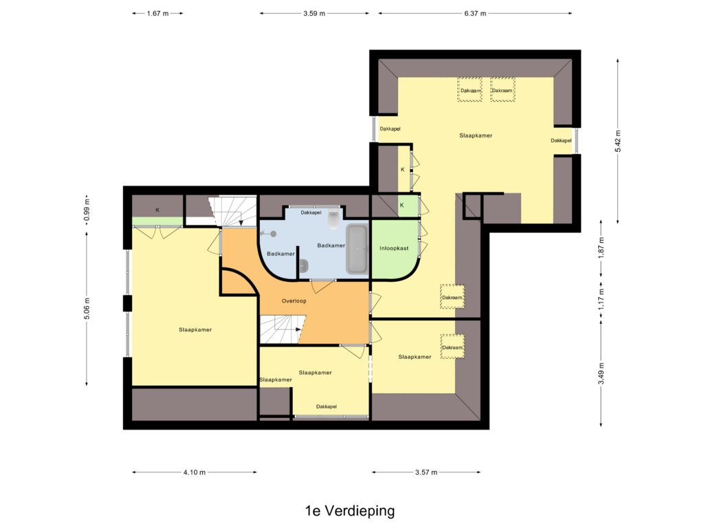 View floorplan of 1e Verdieping of Ploeg 54