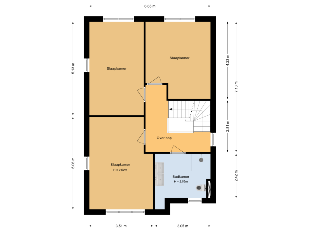 View floorplan of Eerste verdieping of Kleingouw 87-D