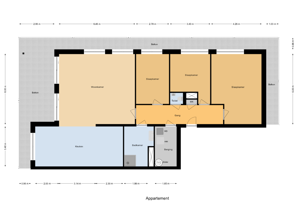 View floorplan of Appartement of Appartementen (Bouwnr. 7)