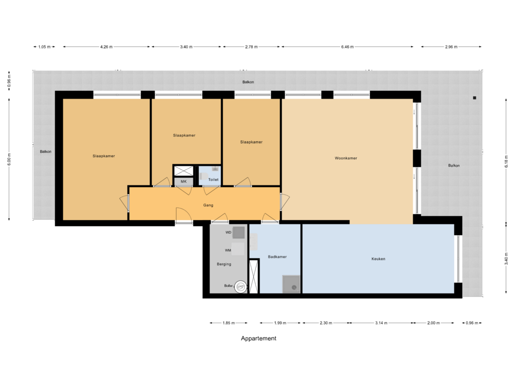 View floorplan of First floor of Appartementen (Bouwnr. 8)