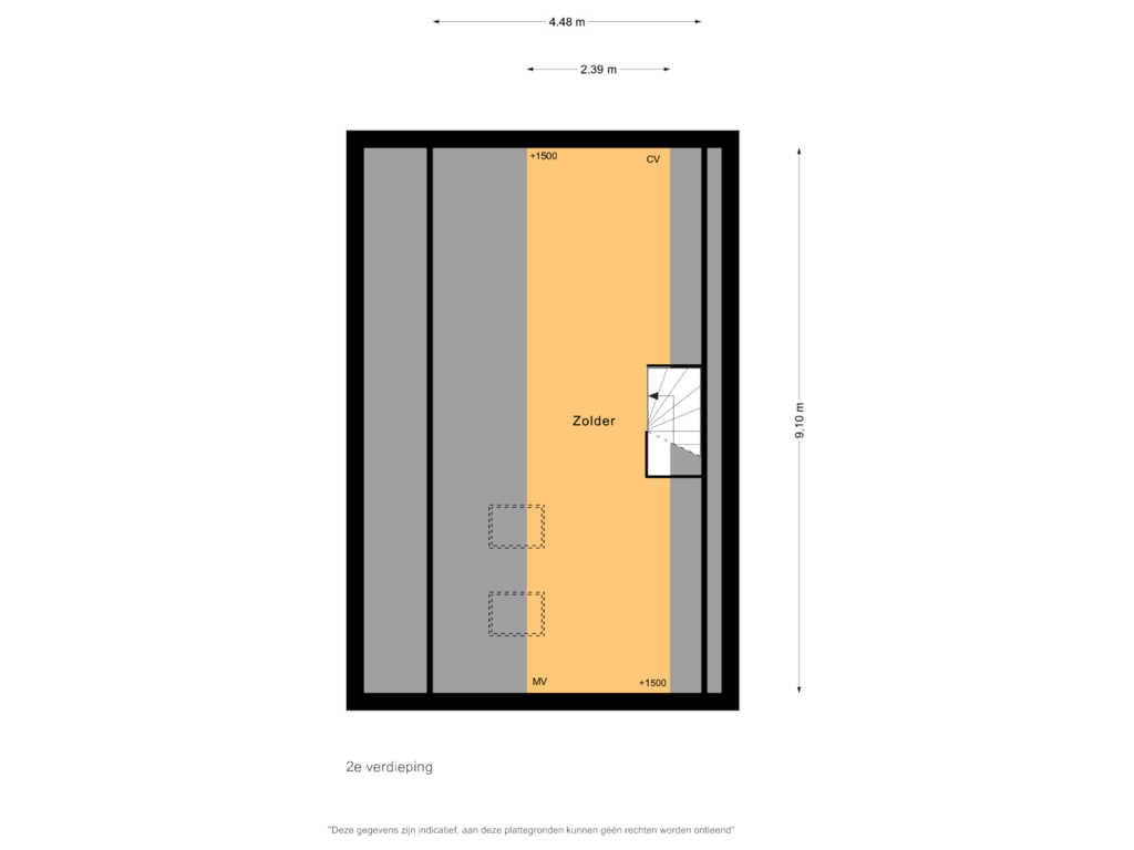 View floorplan of 2e verdieping of Brederodelaan 2-B