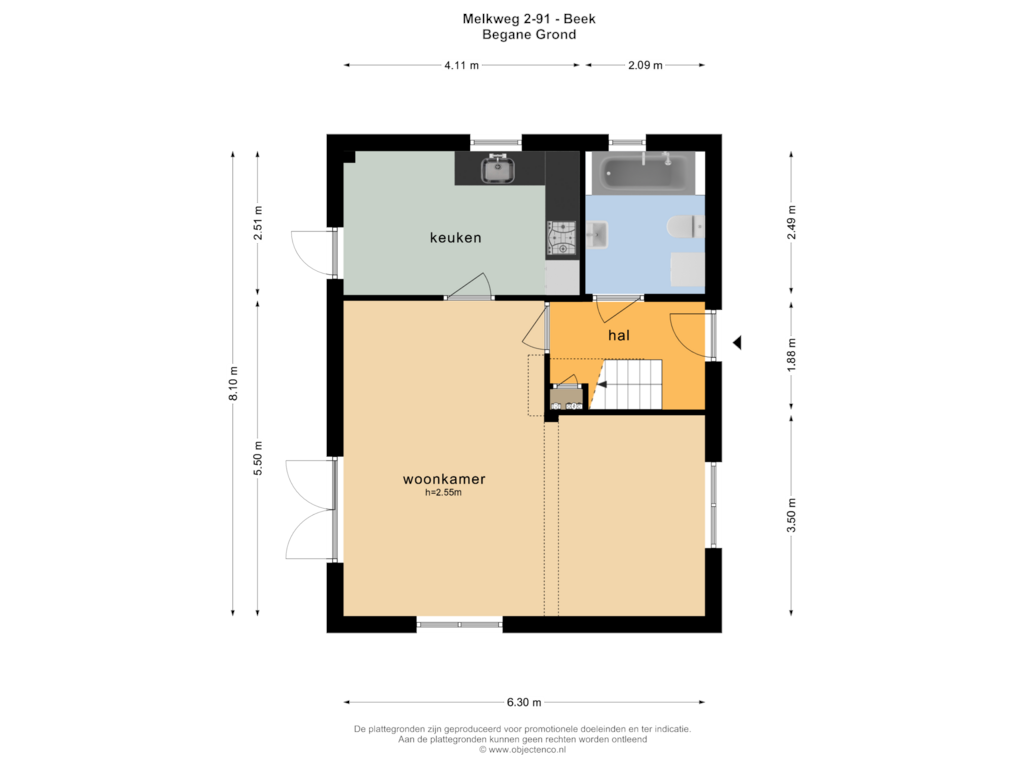 View floorplan of BEGANE GROND of Melkweg 2-91