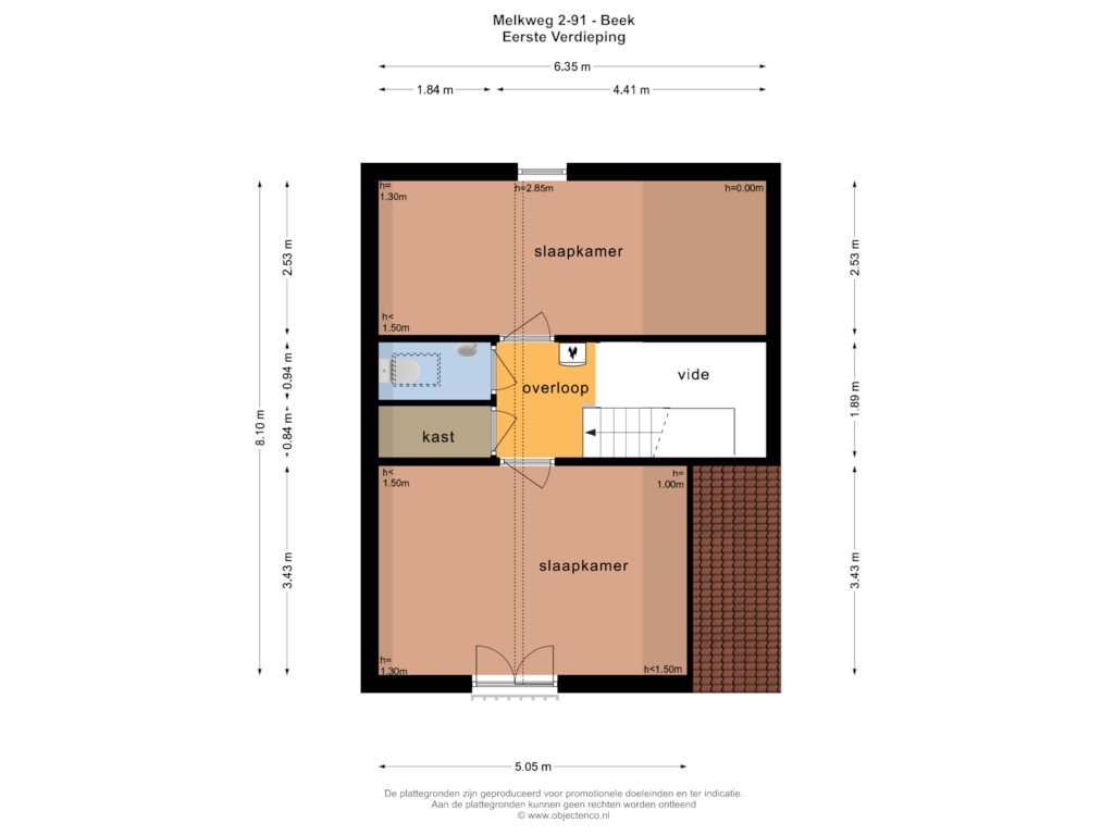 View floorplan of EERSTE VERDIEPING of Melkweg 2-91