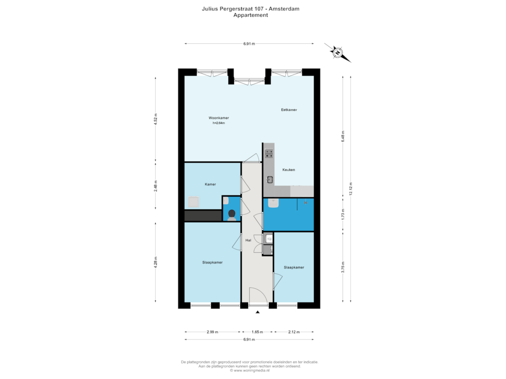 Bekijk plattegrond van Appartement van Julius Pergerstraat 107