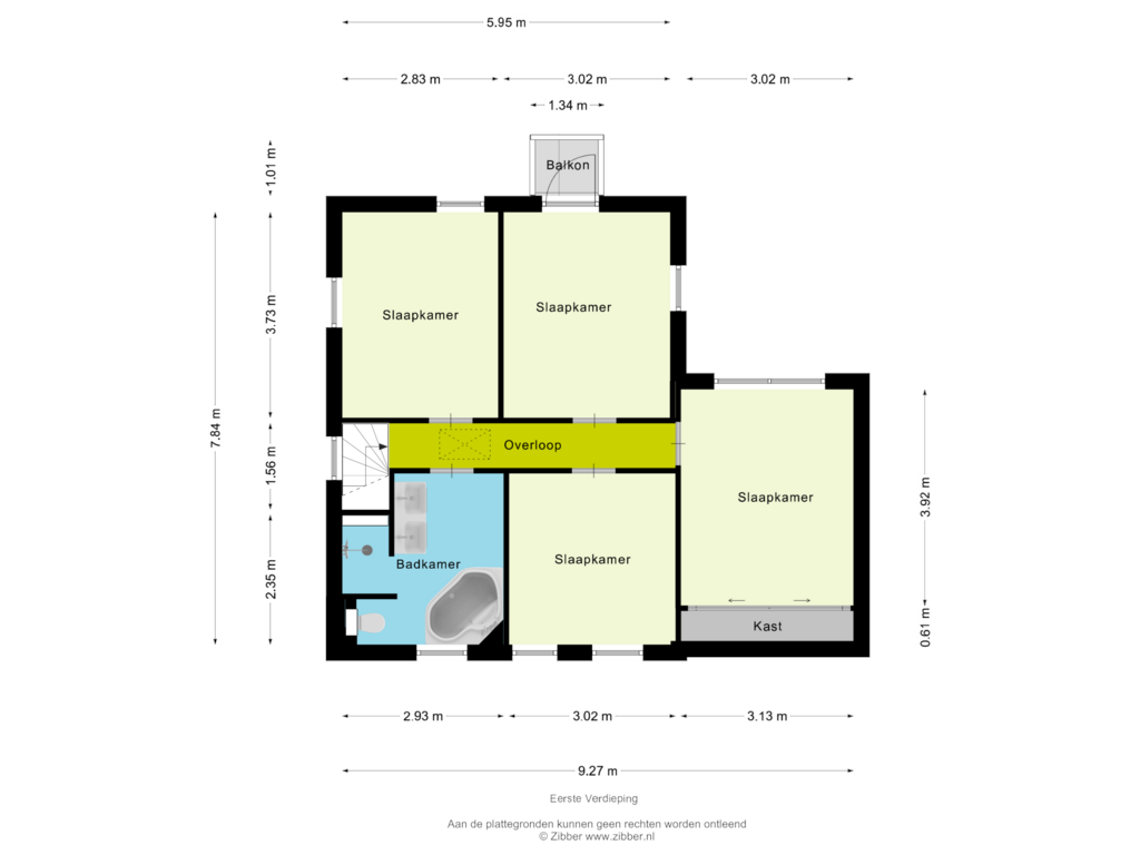 Bekijk plattegrond van Eerste Verdieping van Huiskensstraat 46