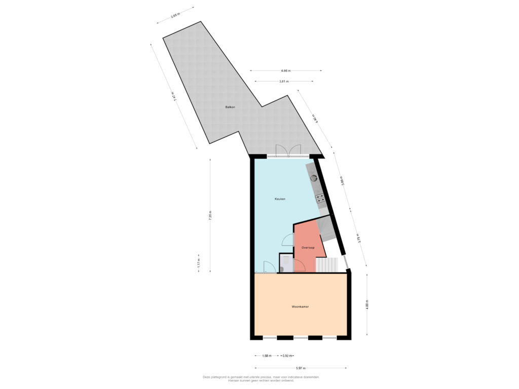 View floorplan of 1e Verdieping of Smidstraat 16