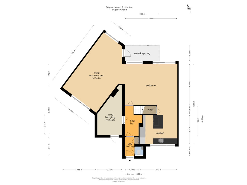 Bekijk plattegrond van BEGANE GROND van Tolgaarderserf 7