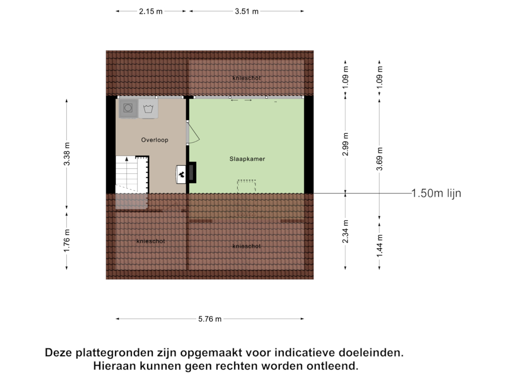 Bekijk plattegrond van Tweede Verdieping van Waelneslaan 27