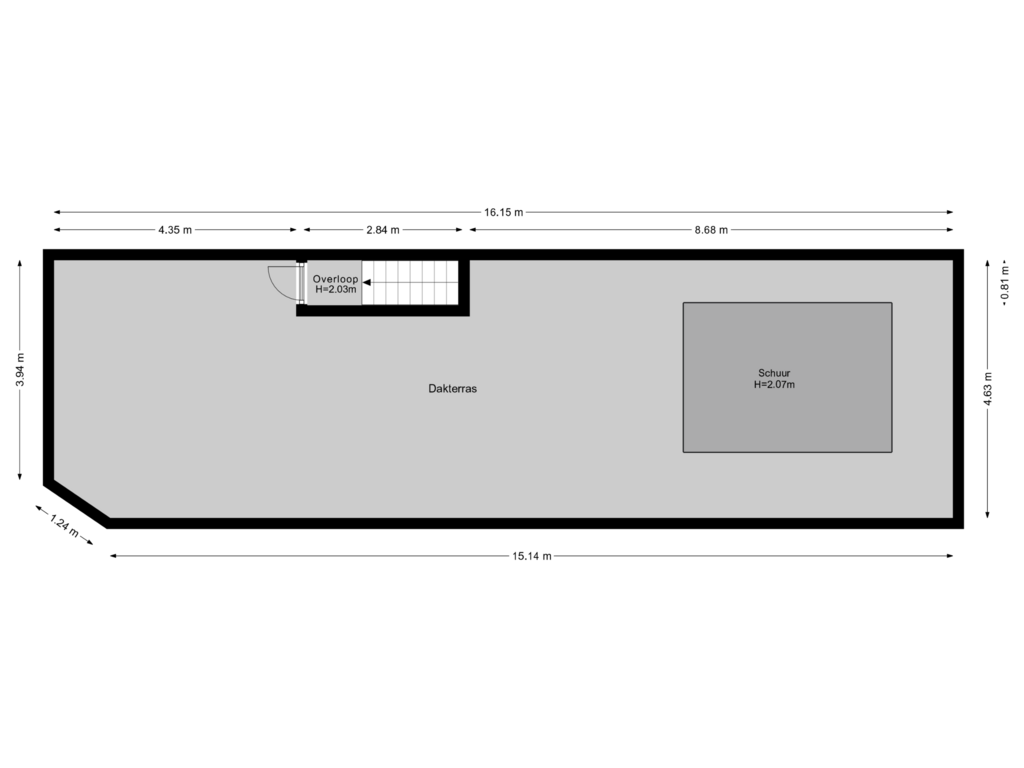 Bekijk plattegrond van Dakterras van Hoge Larenseweg 249