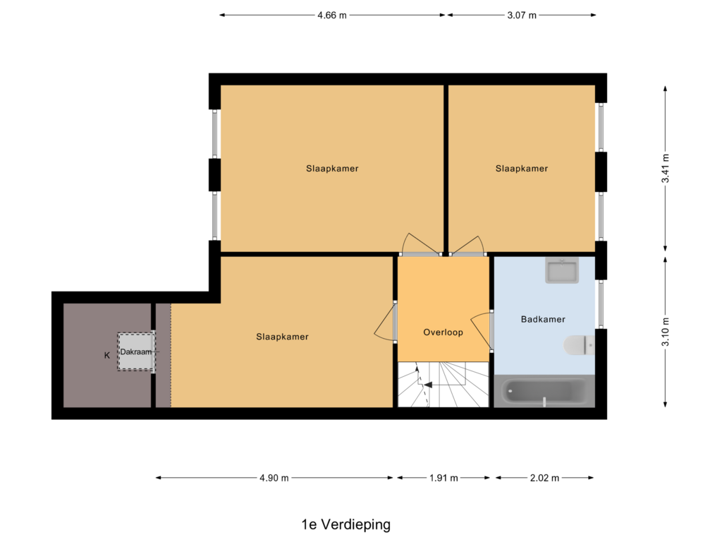 Bekijk plattegrond van 1e Verdieping van Brouwerskamp 24