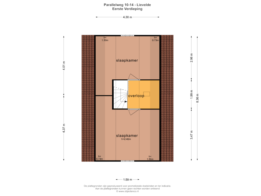 View floorplan of EERSTE VERDIEPING of Parallelweg 10-14