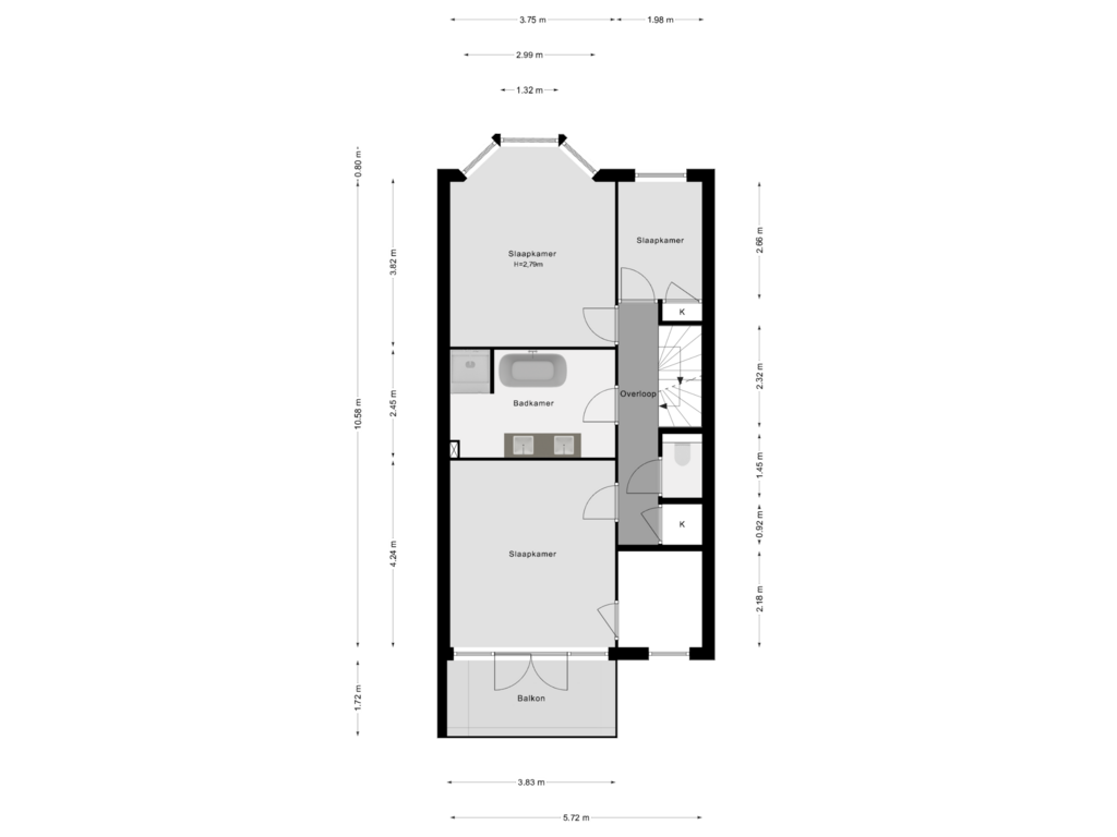 View floorplan of 1e Verdieping of Bergselaan 260