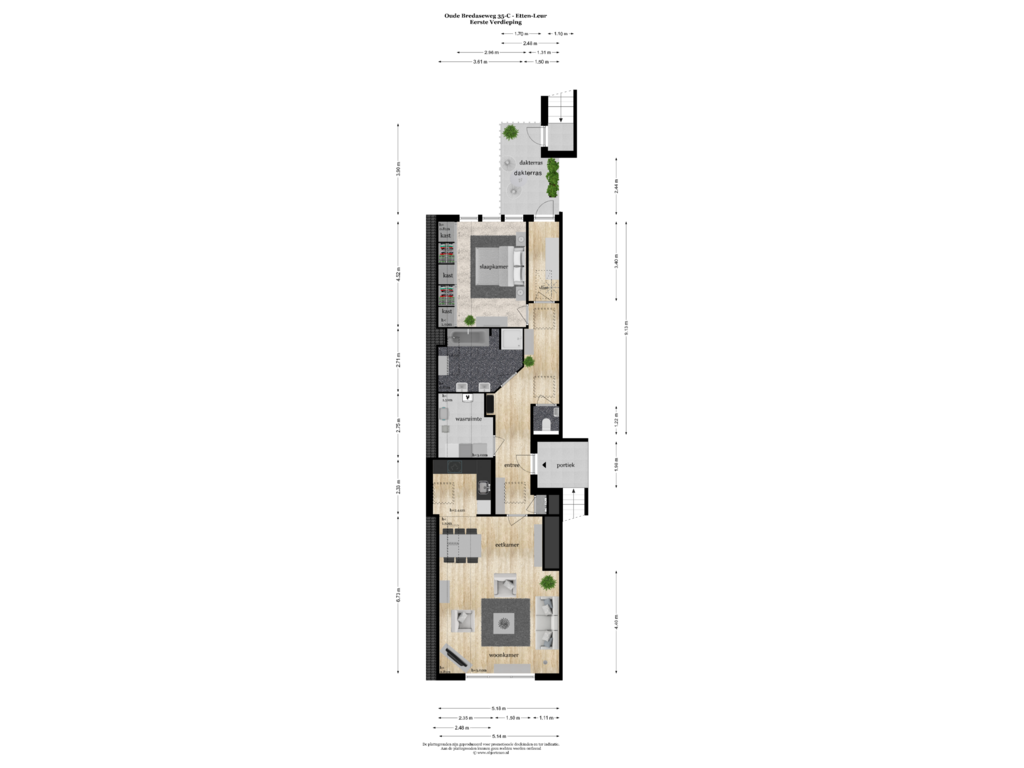 View floorplan of EERSTE VERDIEPING of Oude Bredaseweg 35-C