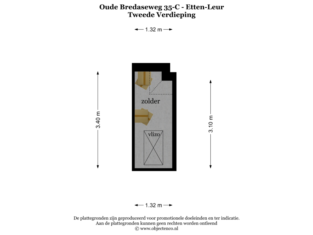 View floorplan of TWEEDE VERDIEPING of Oude Bredaseweg 35-C