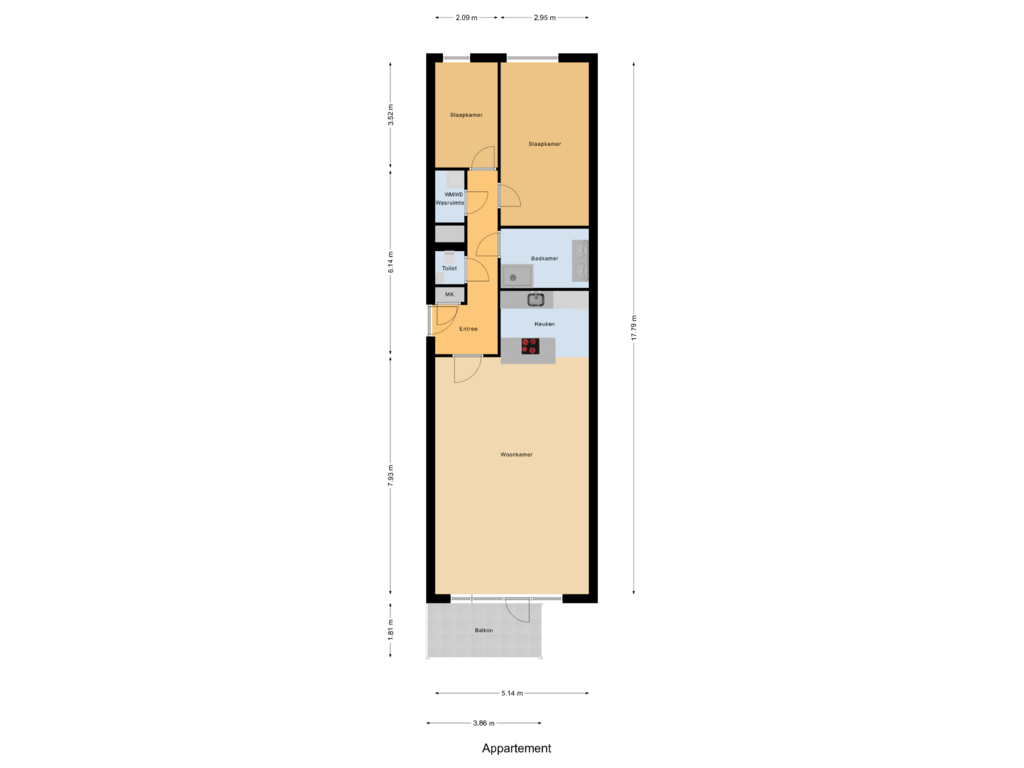 View floorplan of Appartement of Mary van der Sluisstraat 508