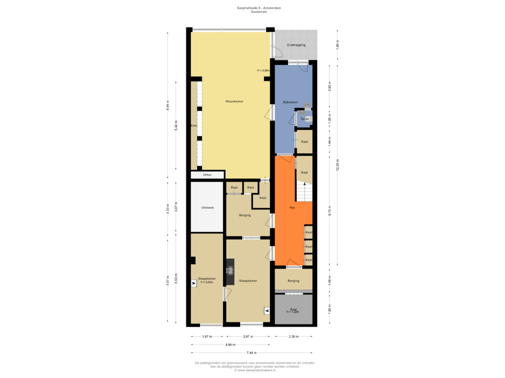 View floorplan of Souterrain of Sarphatikade 9