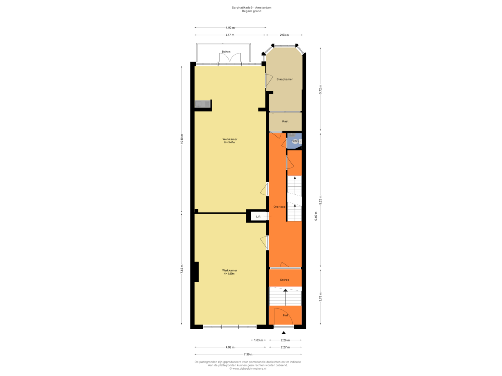 View floorplan of Begane grond of Sarphatikade 9