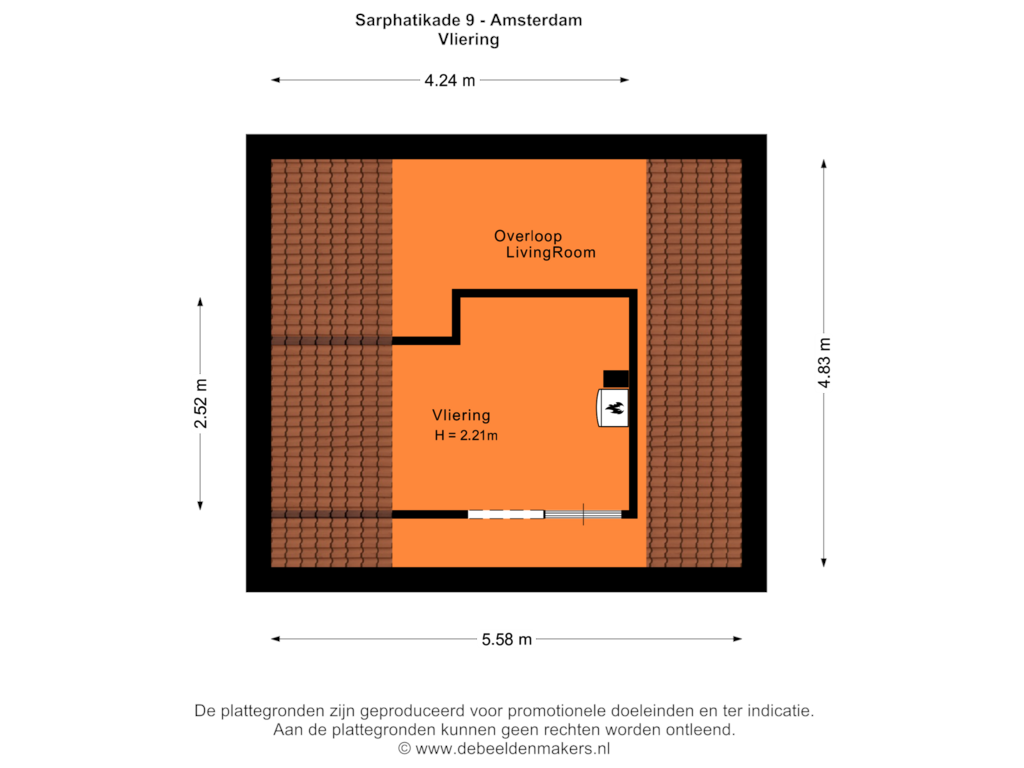 View floorplan of Vliering of Sarphatikade 9