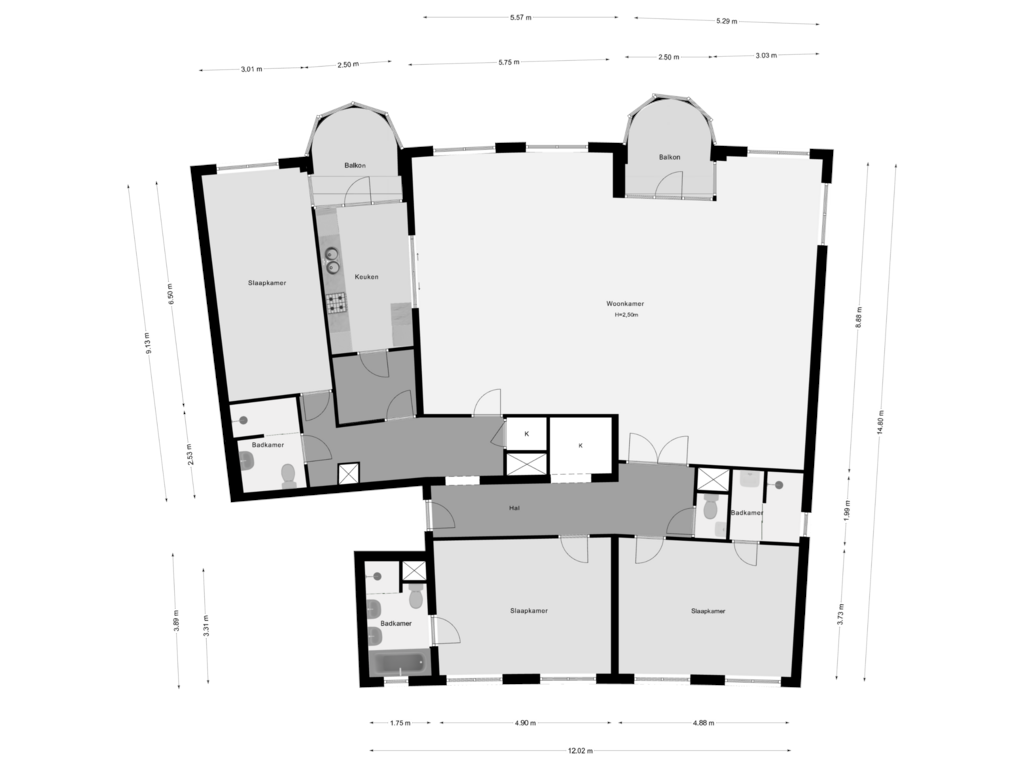 Bekijk plattegrond van Appartement van Oostmaaslaan 842