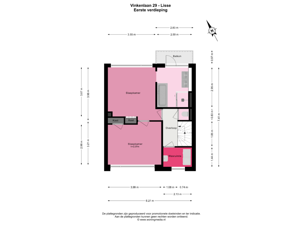 Bekijk plattegrond van Eerste verdieping van Vinkenlaan 29