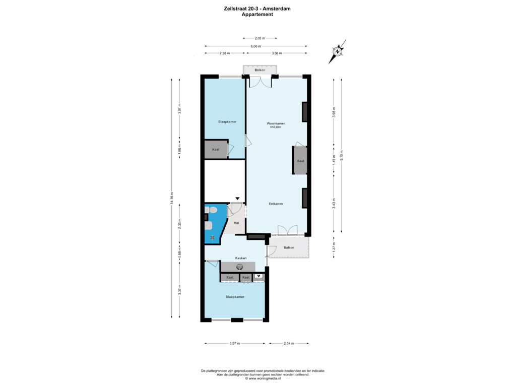 Bekijk plattegrond van Appartement van Zeilstraat 20-3