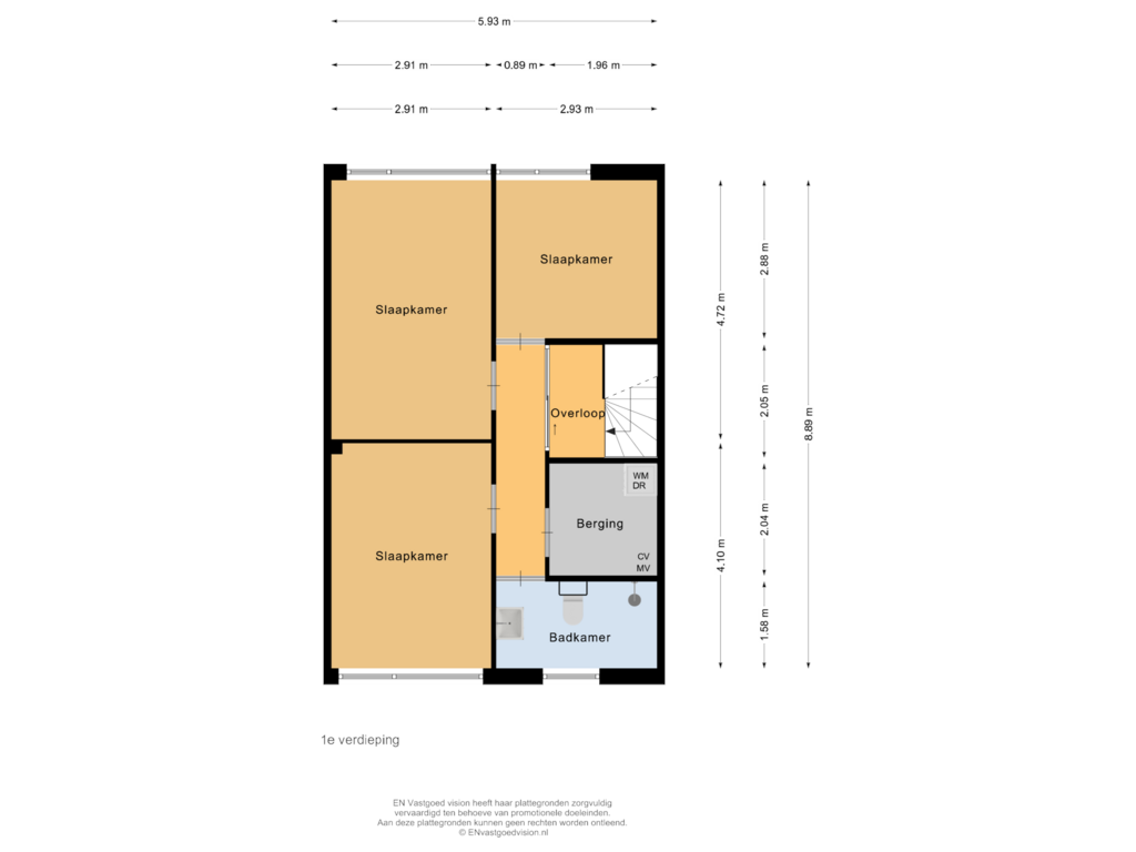 Bekijk plattegrond van 1e verdieping van Oosterzoom 76