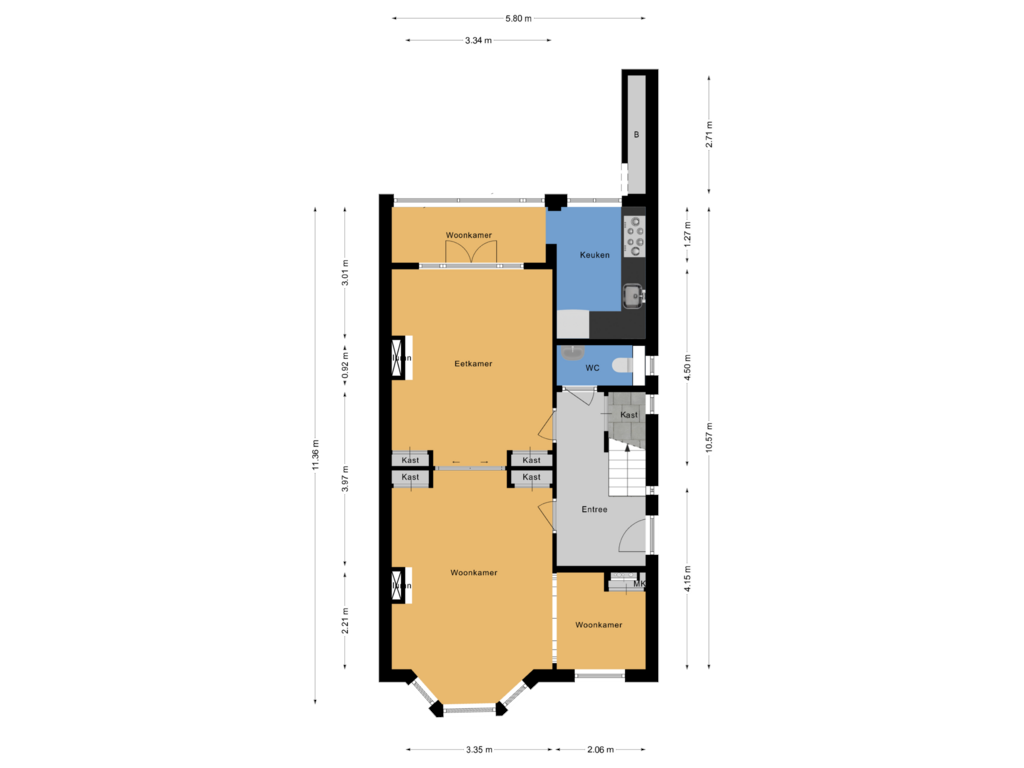 Bekijk plattegrond van Begane grond van Hoge Rijndijk 53