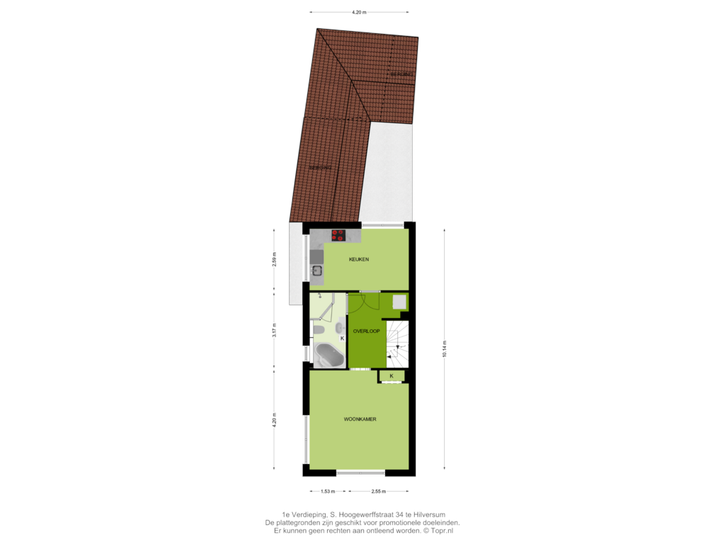 Bekijk plattegrond van 1e Verdieping van S. Hoogewerffstraat 34