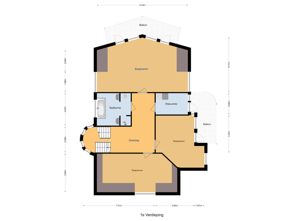 Bekijk plattegrond van 1e Verdieping van Bosweg 9