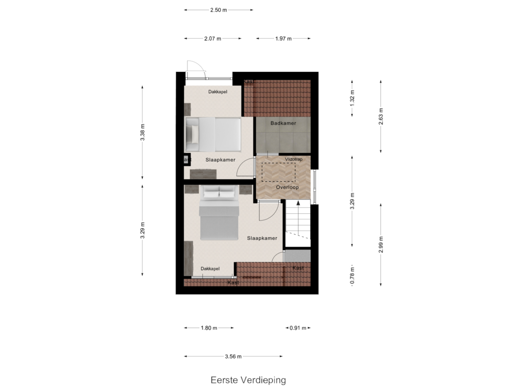 Bekijk plattegrond van Eerste Verdieping van Burgemeester Brandtstraat 34