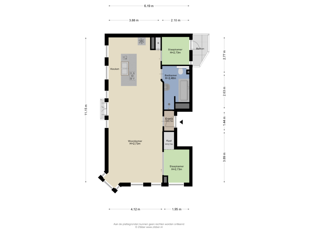 Bekijk plattegrond van Appartement van Cornelis Drebbelstraat 12-1