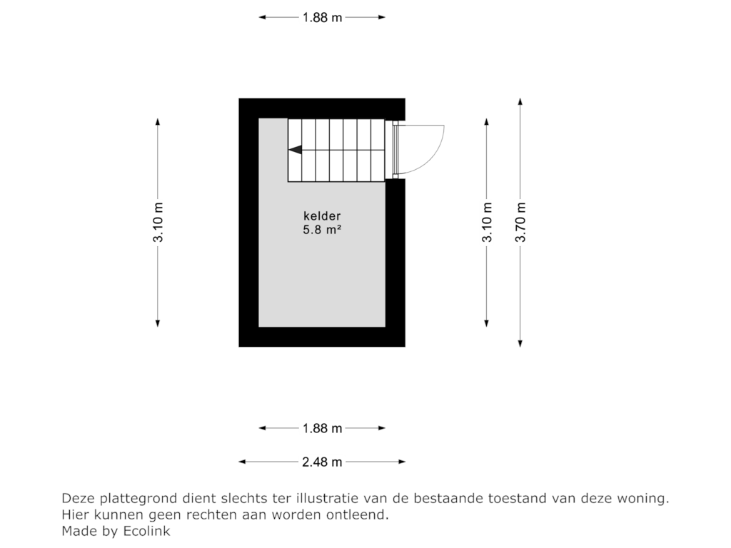 View floorplan of kelder of Gulicksestraat 59