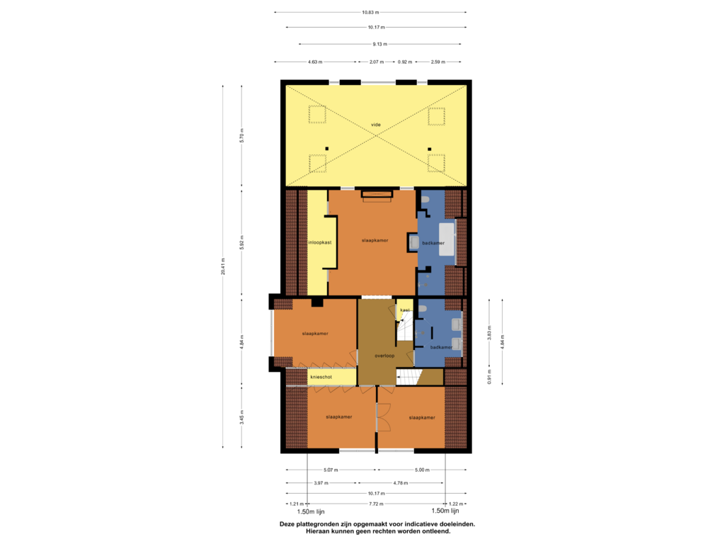 View floorplan of 1e verdieping of Hollewandsweg 38