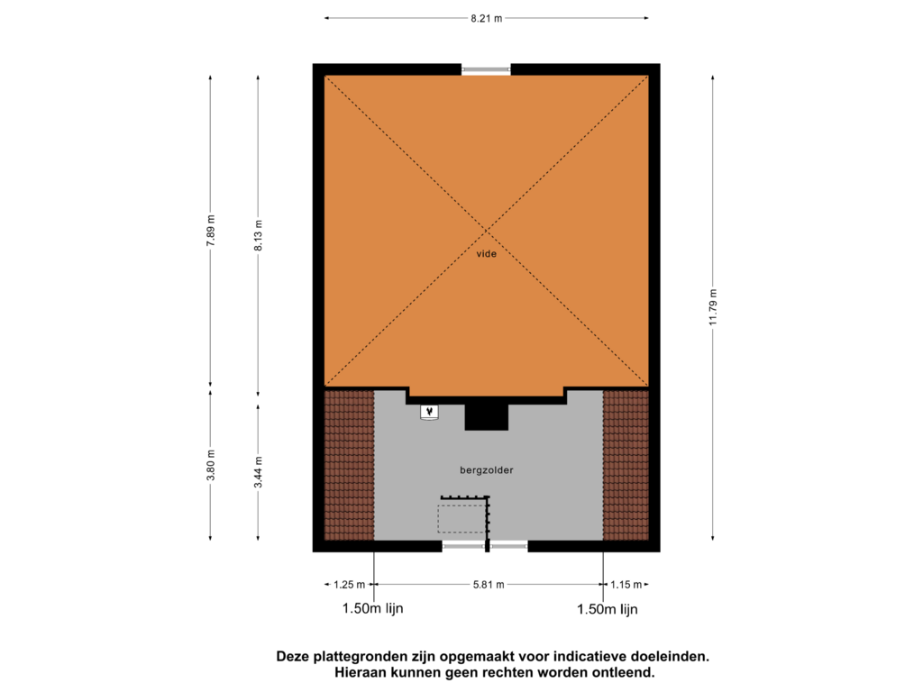 View floorplan of 1e verdieping 1 of Hollewandsweg 38