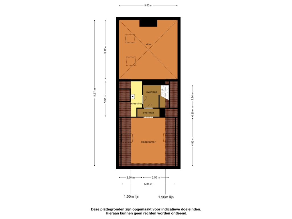 View floorplan of 2e verdieping of Hollewandsweg 38