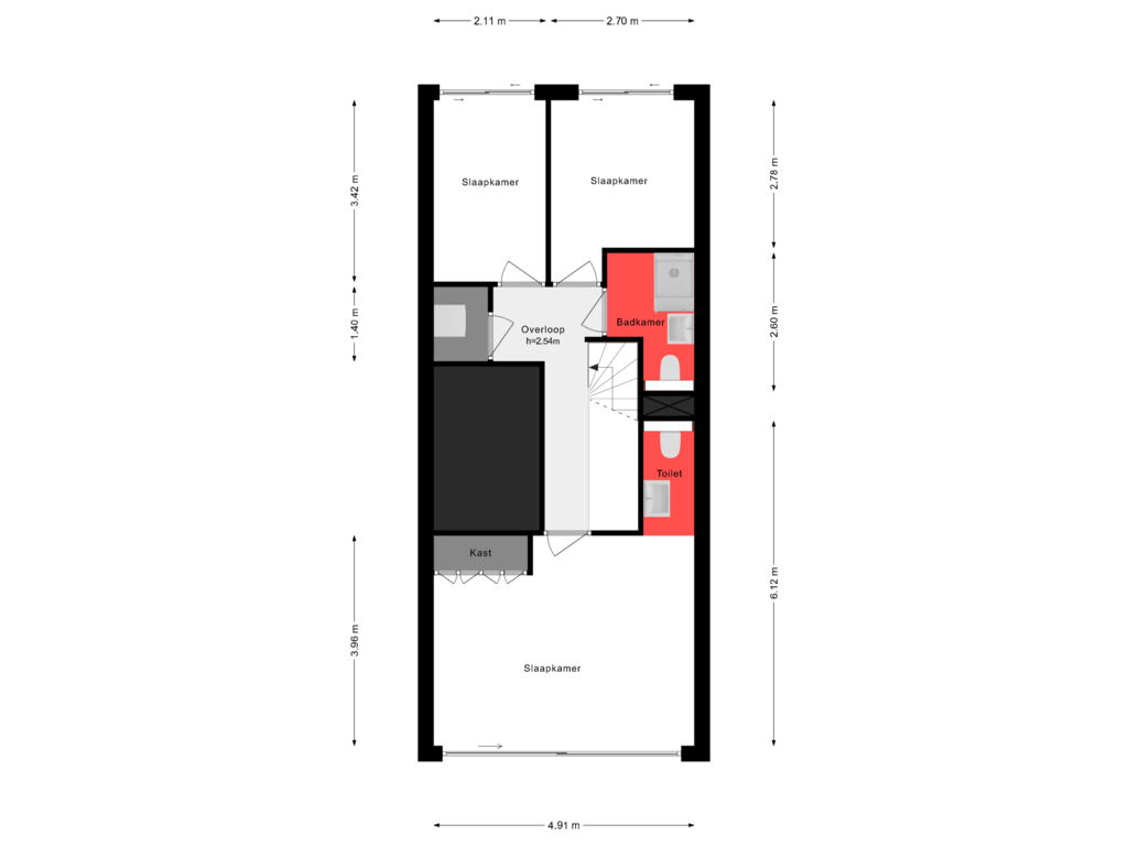 Bekijk plattegrond van 1e Verdieping van Kea Boumanstraat 26-A