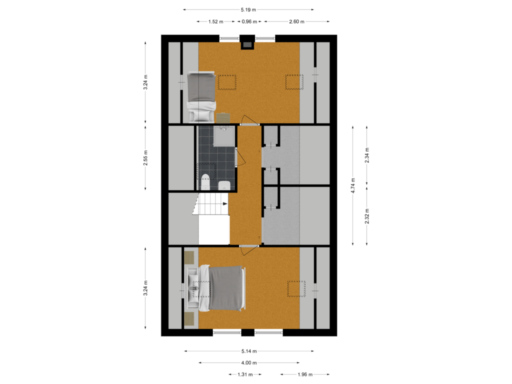 View floorplan of Eerste verdieping of Delfshavenstraat 12