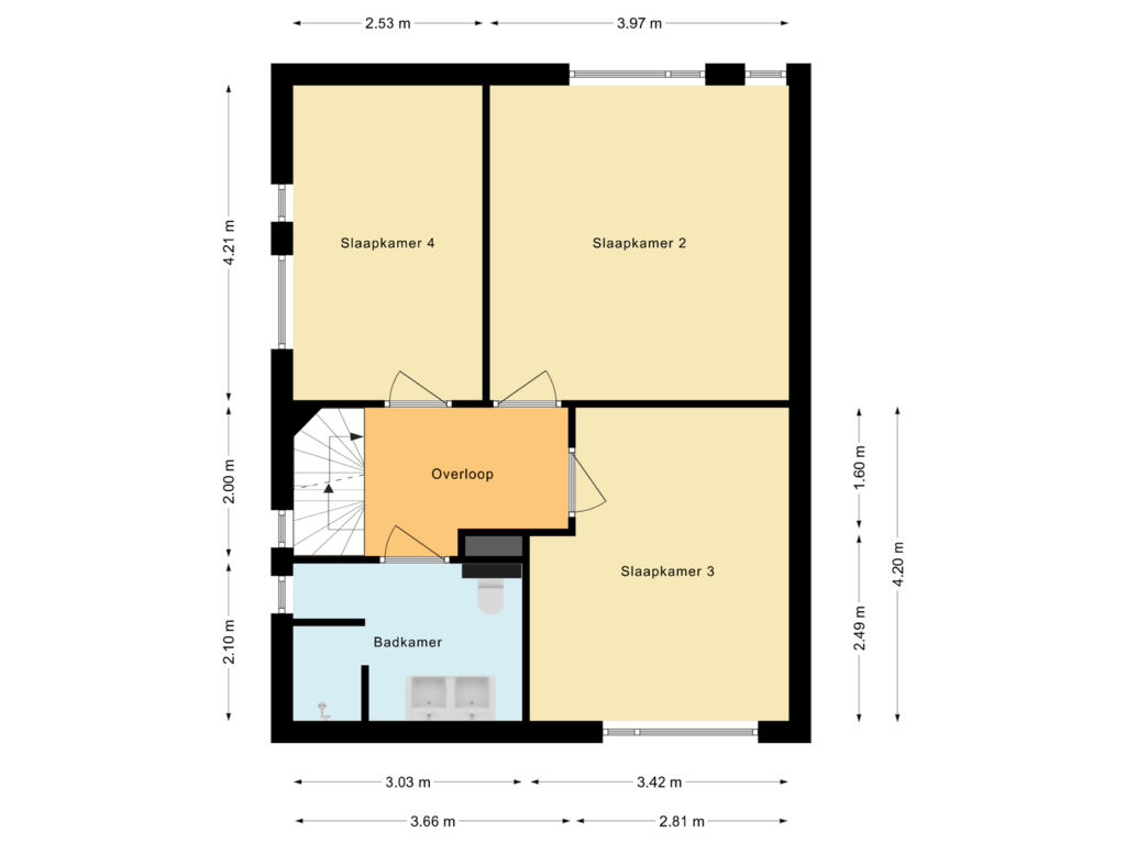 Bekijk plattegrond van Eerste Verdieping van Paul Krugerstraat 33