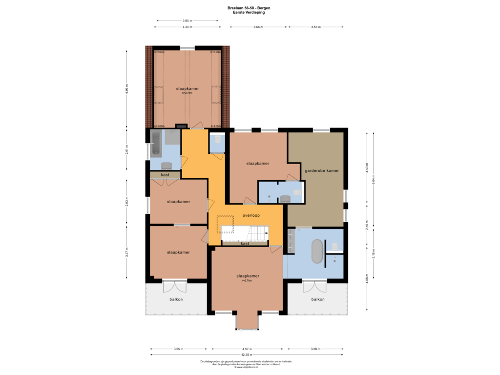 Bekijk plattegrond van Eerste Verdieping van Breelaan 58