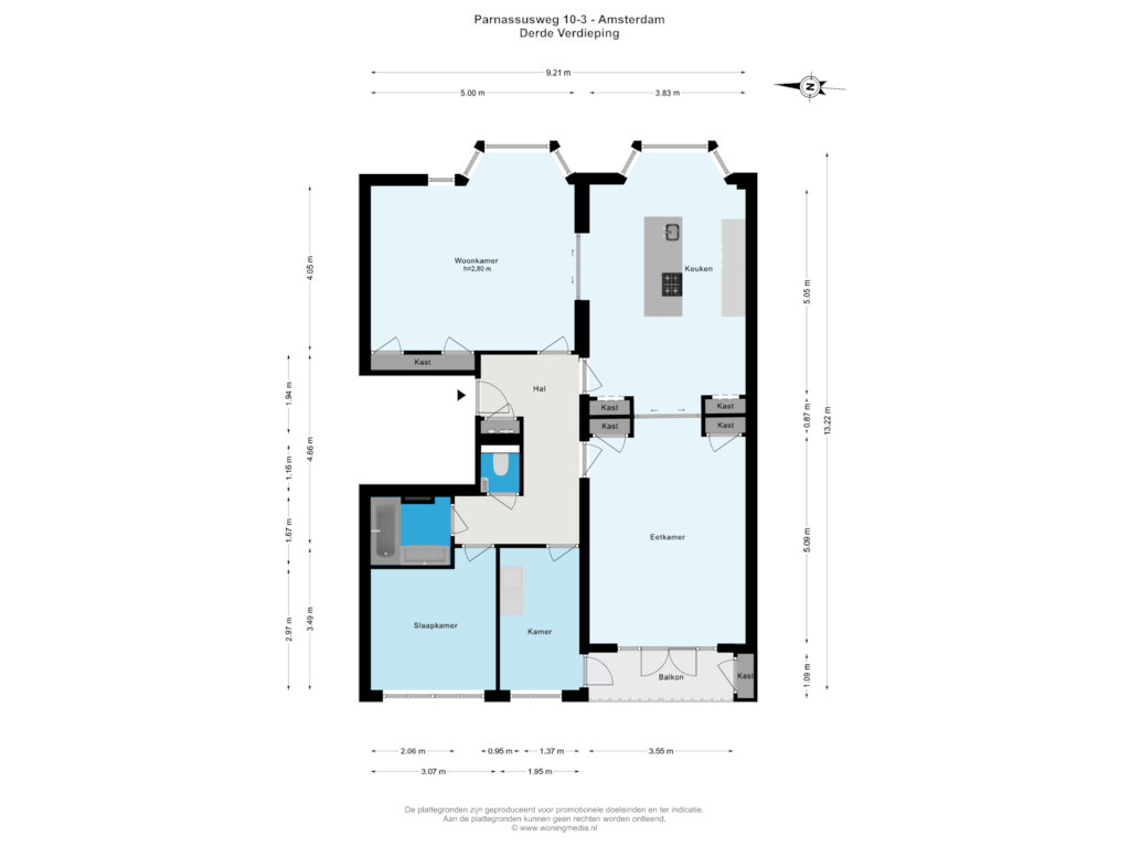 Bekijk plattegrond van Derde Verdieping van Parnassusweg 10-3