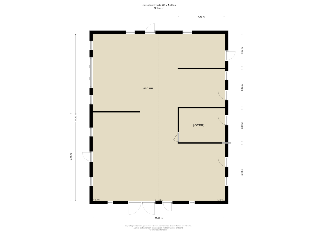 Bekijk plattegrond van SCHUUR van Hamelandroute 68