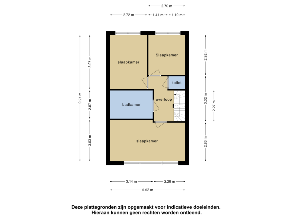 View floorplan of 1e verdieping of Nieuwlandstraat 34