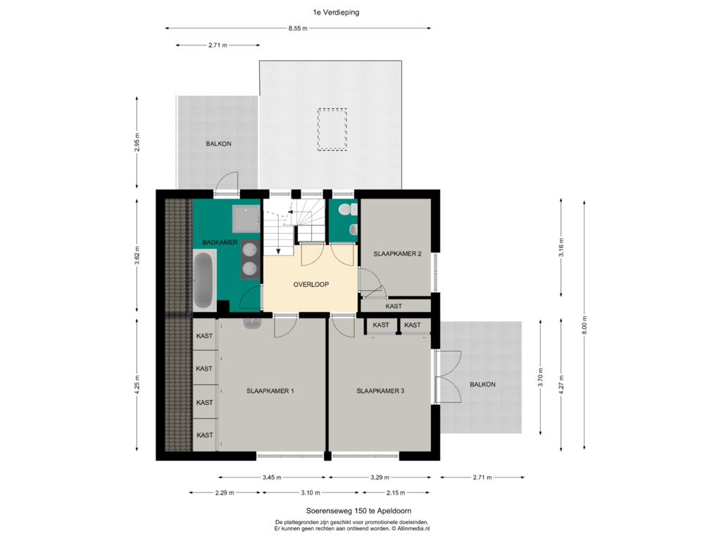 View floorplan of 1e Verdieping of Soerenseweg 150