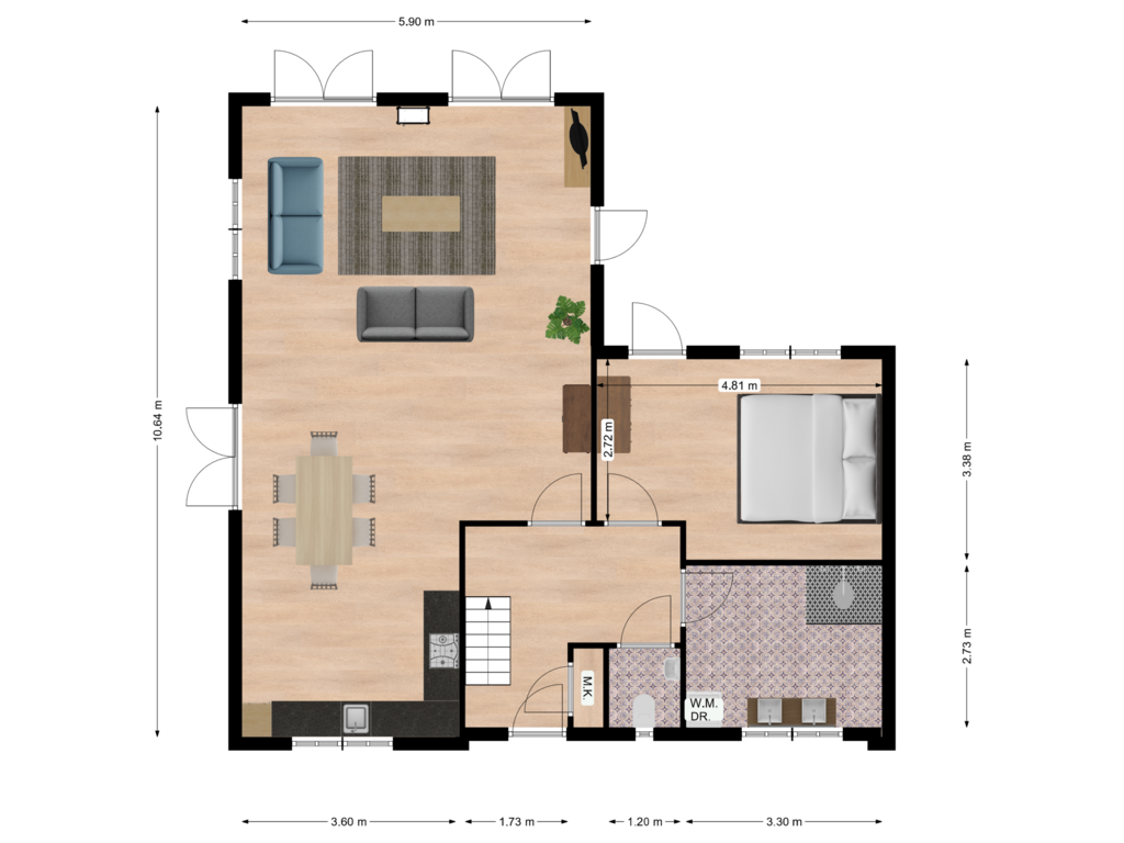 View floorplan of Begane grond of Vuurtorenweg 99